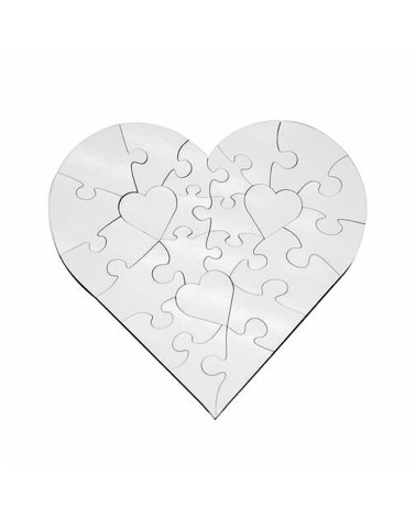 Puzzle heart 17x17cm 23 pieces -  MDF board